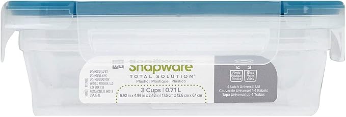 Snapware Plastic Total Solutions (5-Pack, 3 Cup) Food Storage Containers Set, Airtight & Leakproof Plastic Locking BPA-Free Lids Tupperware, Freezer Dishwasher Microwave Safe