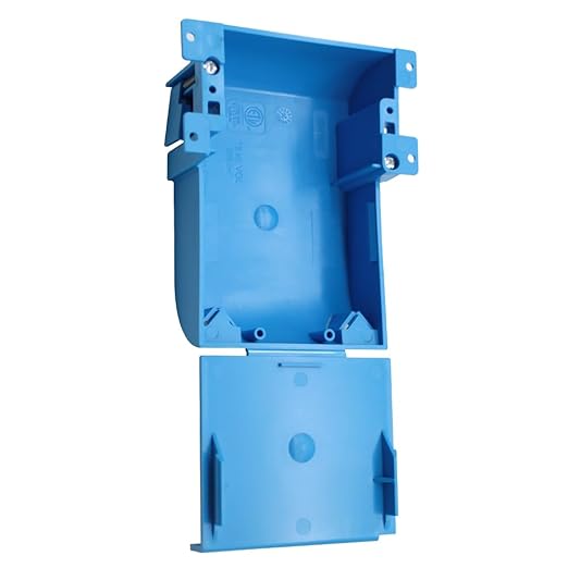 Blue Single Gang Shallow Old Work Box with Flanges and Adjustable Mounting Tabs,Non-Metallic,18 Cubic Inch,Shallow Switch & Outlet Box(1 Pack)