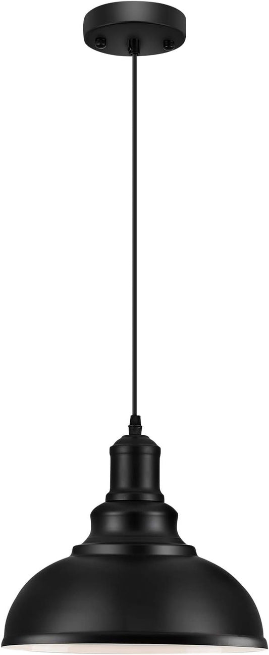 LOEHINLE Pendant Lighting Vintage Industrial Fixtures, Black Metal Farmhouse Lights, Ceiling Lamp for Kitchen Home Island Dining Room Bedroom, 11.4 inches