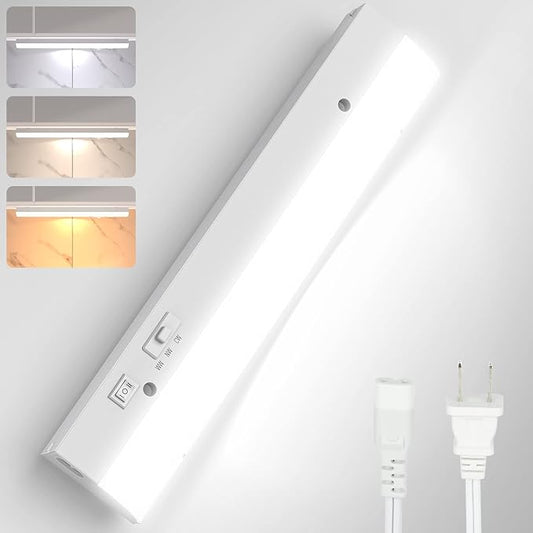 PESUTEN led Under Cabinet Task Lighting for Kitchen Plug-in Closet Light dimmable Under Cabinet Light 3 Color 3000K/4000K/5000K for Kitchen Garage Counter/Sink Area 12 inch