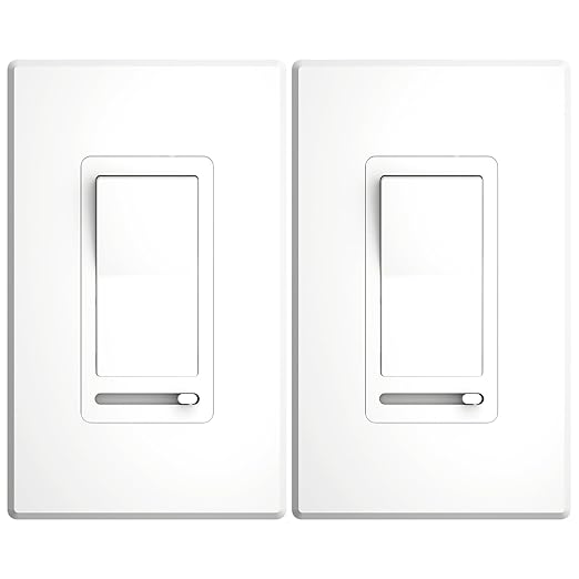 Amico 2 Pack Dimmer Light Switch, Single-Pole or 3-Way Slide Dimmer Switches for Led Lights, Suitable for 150W Dimmable LED/CFL and 600W Incandescent/Halogen, Wall Plate Included, ETL Listed, White