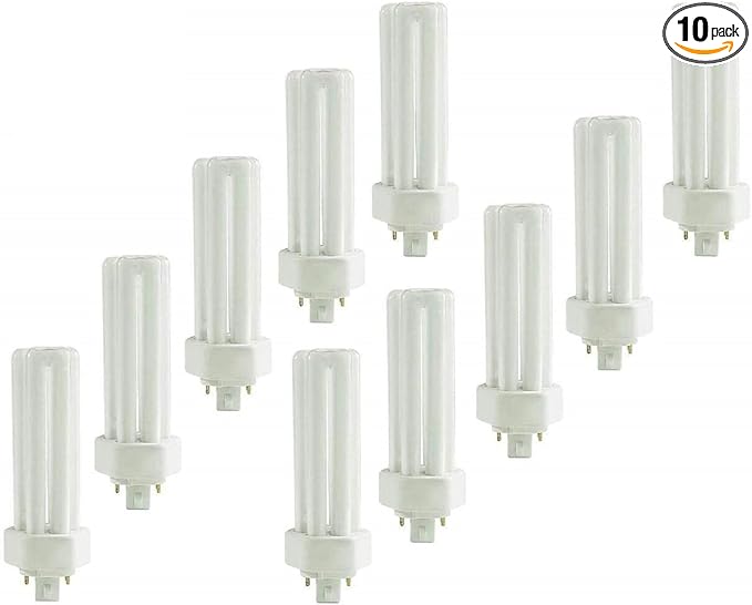 Circle - (10 Pack PLT-42W 4 Pin GX24Q-4-42 Watt Triple Tube, Compact Fluorescent Light Bulb (2700K - Warm White)