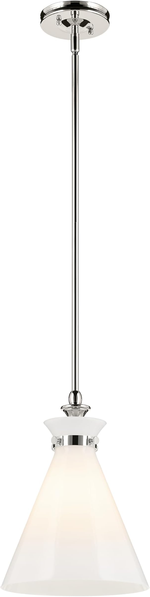 Kichler Laria 1-Light Pendant Light Fixture with Opal Glass in Polished Nickel, Kitchen Island Hanging Light for Updated Traditional Spaces (14.5" x 10.5"), 52774PM