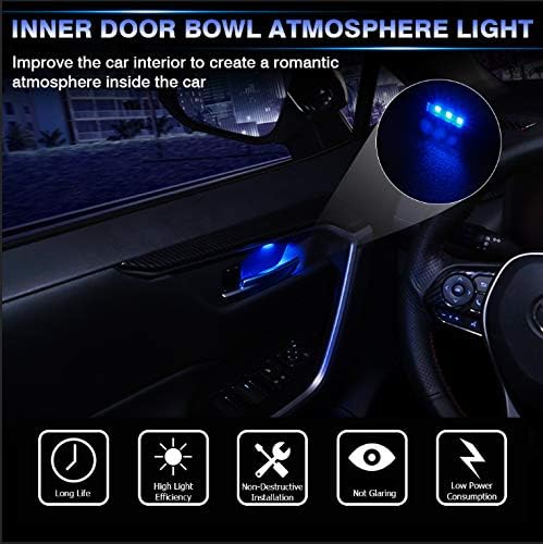 Powerty LED Light Inner Door Handle for Toyota RAV4 2025 2024 2023 2022 2021 2020 2019 Accessories Bowl Mood Lighting Decorative Interior Lamp 4PCS (Blue)