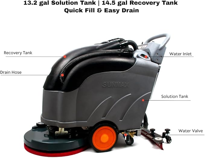 22" Self-Propelled Walk-Behind Floor Scrubber Dryer Machine, Forward/Reverse Drive, 31" Squeegee, 36,000 Sq Ft/H, Commercial Hard Floor Cleaner for Tile, Concrete, Epoxy & Vinyl