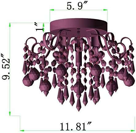 Q&S Crystal Ceiling Light Fixture Small Chandelier, Semi Ceiling Light Flush Mount, Mini Ceiling Fights for Bedroom, Aisle, Hallway, Closet,Entrance,Stairs,3 Lights E12