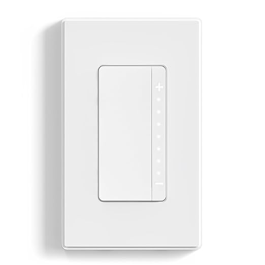 ELEGRP Dimmer Switch, Digital Dimmer Light Switch for LED Lights 150W, INC/HAL 450W, Single Pole LED Dimmer Switch, Needs Neutral Wire, Wall Plate Included, UL Listed, 1 Pack, Matte White
