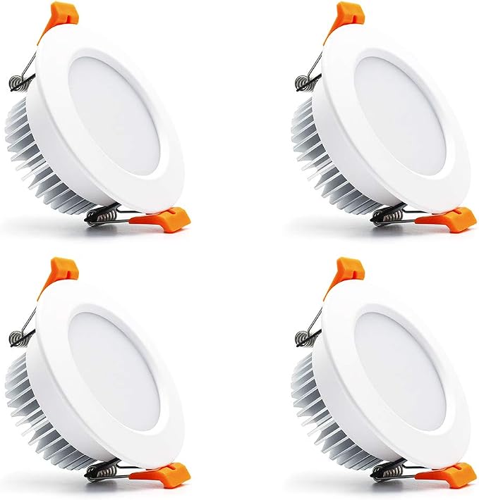 3 inch Dimmable LED Recessed Lighting, 7W Retrofit Downlight, 4000K Natural White, CRI 80 with LED Driver, as AC 110V Ceiling Light Fixture for Living Room, Kitchen, Bedroom, Hallway, 4 Pack