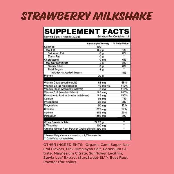 Sousa Protein + Hydration Total Recovery Formula, 20g Protein, 1500mg Electrolytes, Vitamins C, B3, B6, B12, 14 Servings (Strawberry Milkshake)