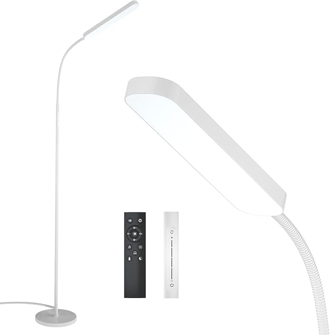 Wio-Mio Floor Lamps, 15w/1000lm Bright LED Floor Lamp with Stepless Adjustable 3000K-6000K Colors and Dimmer, Remote and Touch Control Reading Lamp, Adjustable Floor Lamp for Living Room