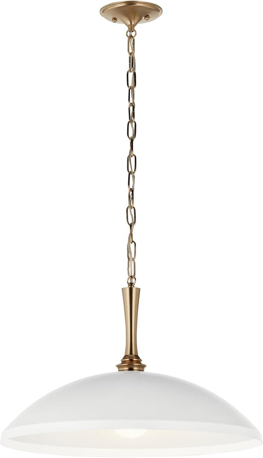 Kichler Delarosa 1-Light Pendant Light Fixture, Traditional Hanging Lamp with White Shade and Champagne Bronze Hardware for Kitchen Island, Dining Room, or Hallway (12.75" x 20.25"), 52638WH