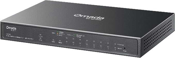 TP-Link Omada 8 Port Gigabit Easy Managed, PoE Switch, 63W Budget, PoE+ Compliant, Up to 250m PoE Distance, Auto Recovery, VLAN, Auto Loop Prevention, Fanless, Managed by Omada(ES210GP)