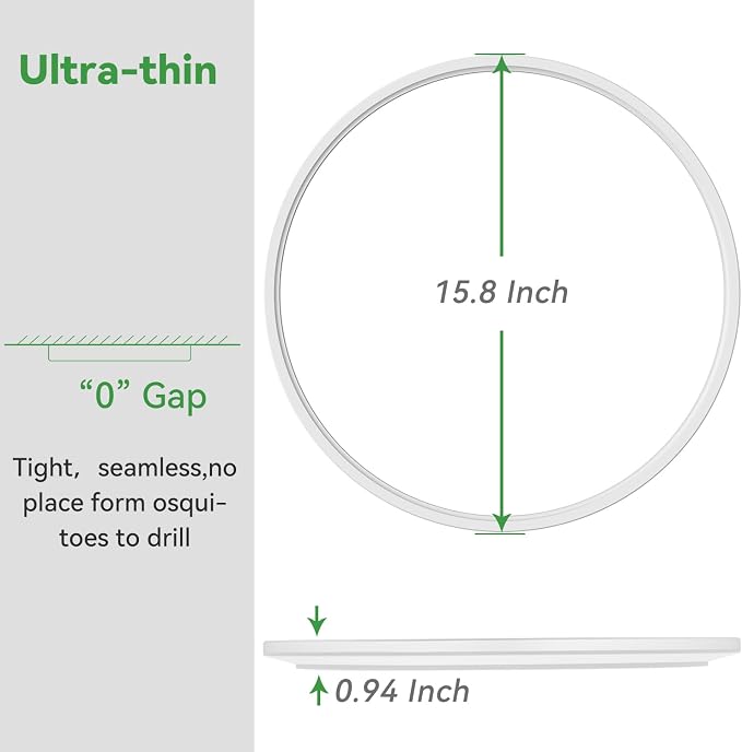 hepside 15.8INCH Big Dimmable Flush Mount Ceiling Light Fixture White, 3CCT 3000/4500/6000K Ceiling Lamp, 36W 4200LM Super Bright Low Profile Light for Bedroom, Kitchen, Bathroom, Hallway