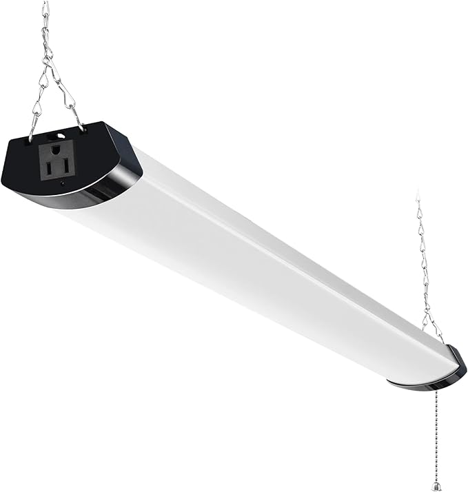 hykolity 4FT 70W LED Shop Light Linkable, 8000lm(300w Equivalent), 5000K Utility Shop Lights for Garages, Workshops, Basements, Hanging or FlushMount, with Power Cord and Pull Chain, ETL, Black,1 Pack
