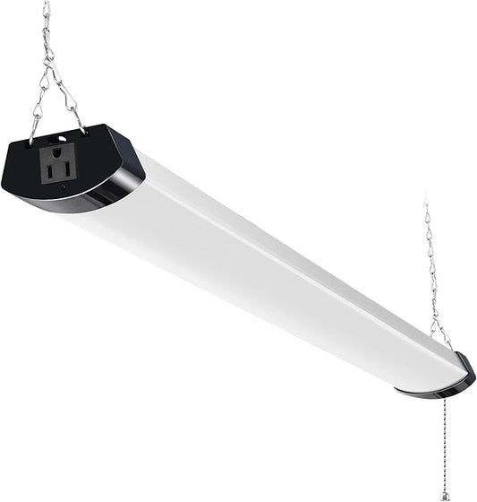 hykolity 4FT 70W LED Shop Light Linkable, 8000lm(300w Equivalent), 5000K Utility Shop Lights for Garages, Workshops, Basements, Hanging or FlushMount, with Power Cord and Pull Chain, ETL, Black,1 Pack