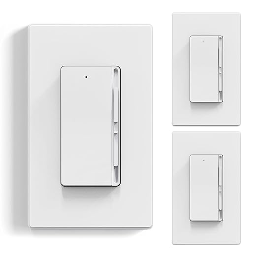 ELEGRP Digital Slide Dimmer Light Switch, Dimmer Switch with Decorative Frameless Design Wallplate for LED/CFL, Incandescent,Halogen Bulbs, Single Pole/3-Way, UL Listed, 3 Pack, Matte White