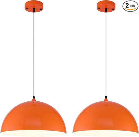 Orange Large Pendant Light 2 Packs,19.7inches, Kitchen Pendant Lights, Oversized Island Pendant Lights, Farmhouse Pendant Light, Pendant Light for Bedroom, Kitchen Island