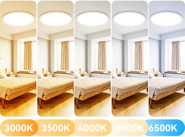 zemty 6Pack 12-Inch LED Flush Mount Ceiling Lights, 24W 3200Lumens 5 CCT Adjustable (3000K-6500K), Round Bright Light Fixture for Bedroom Kitchen Bathroom Hallway Closet(White)