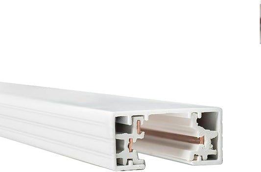 WAC Lighting H Track 2FT Single Circuit Field Cuttable 120V Track for H Style 3-Wire Track Fixtures with 2 Endcaps in White