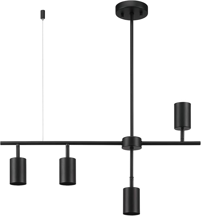 Globe Electric 64000048 4-Light Adjustable Height Track Lighting, Matte Black, Pivot Shades, Lighting for Kitchen, Bathroom, Bedroom, or Dining Room, Living Room Ceiling Lights, Light Fixture