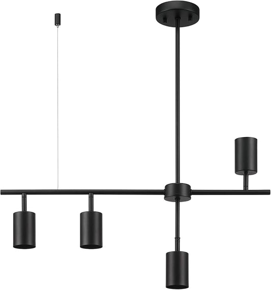 Globe Electric 64000048 4-Light Adjustable Height Track Lighting, Matte Black, Pivot Shades, Lighting for Kitchen, Bathroom, Bedroom, or Dining Room, Living Room Ceiling Lights, Light Fixture