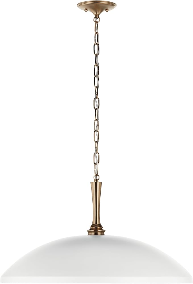 Kichler Delarosa 1-Light Pendant Light Fixture, Updated Traditional Hanging Lamp with White Shade and Champagne Bronze Hardware for Kitchen Island, Dining Room, or Hallway (12.75" x 24.25"), 52637WH