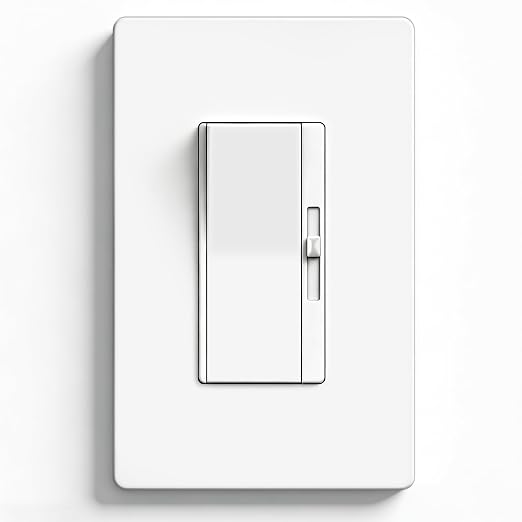 BESTTEN Super Slim Dimmer Light Switch, Quiet Rocker, Single Pole or 3 Way, Max 300W LED/CFL, 600W Incandescent, Screwless Wallplate Included, ETL Listed, White