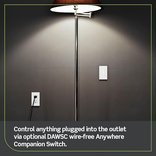 Leviton Decora Smart Outlet, Tamper-Resistant 15A, Wi-Fi 2nd Gen, Works with My Leviton, Alexa, Google Assistant, Apple Home/Siri & Wire-Free Companions for Switched Outlet, D215R-1RW, White