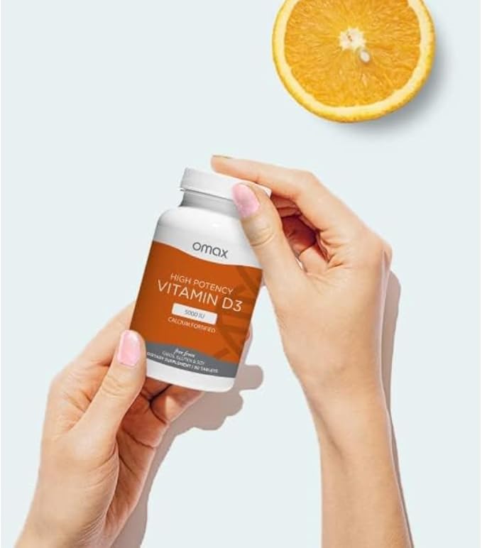 Omax3 Omax Vitamine D3 Haute Puissance 5 000 UI (125 mcg) Os, Muscles & Articulations Solides, Santé Cardiaque, Immunité, Sans OGM, Sans Gluten, Sans Soja - 90 Gélules/par Bouteille (Lot de 2)