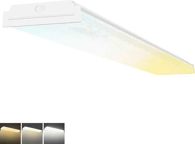 FAITHSAIL Dimmable 4FT LED Wraparound Light, 3 CCT 3000K/4000K/5000K, 30W/40W/50W, 3500lm/4600lm/6000lm, 4 Foot Led Shop Light & Kitchen LED Light Fixture, 48 Inch Flush Mount Light Fixture, 1 Pack