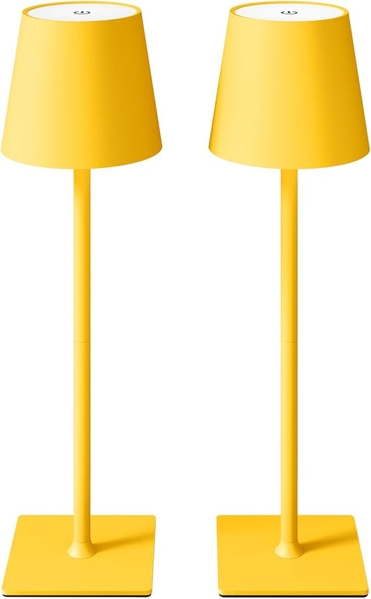 CHLORANTHUS 2 Pack Cordless Table Lamps, 3 Colors Stepless Dimming, 5000mAh Rechargeable Battery LED Desk Lamp for Bedroom/Couple Dinner/Desk/Cafe/Dining Room/Terrace