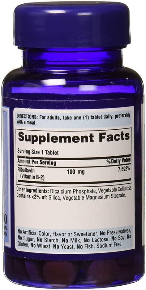 Puritan's Pride ビタミンB-2 100mg タブレット、100粒