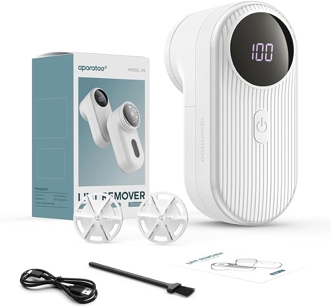 Fabric Shaver Lint Shaver, Electric Lint Remover with 3-Gears and 6-Blades, Sweater Shaver USB Rechargeable Fabric Pilling Remover for Clothes, Couch, Beddings