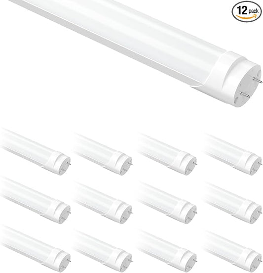 Fluorescent Light Bulbs 48 inch, T8 LED Bulb 4 Foot Type A+B Replacement for F32T8 or F40T12 Tube, 24W 3200LM 5000K Daylight, Double or Single End Powered, 12-Pack