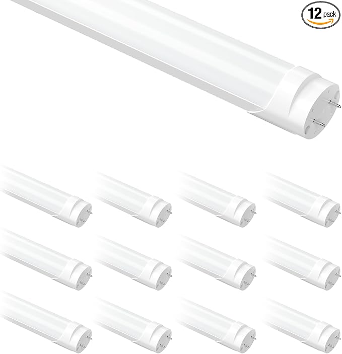Fluorescent Light Bulbs 48 inch, T8 LED Bulb 4 Foot Type A+B Replacement for F32T8 or F40T12 Tube, 24W 3200LM 6000K Daylight White, Double or Single End Powered, 12-Pack