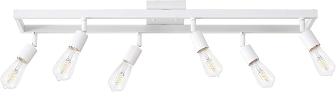 Globe Electric 64000095 36" 6-Light Track Lighting, Matte White, Pivot Sockets, Ceiling Lamp for Bedroom, Kitchen, Hallway, Bathroom, Den, Dining Room, Home Décor