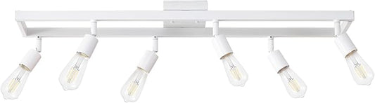 Globe Electric 64000095 36" 6-Light Track Lighting, Matte White, Pivot Sockets, Ceiling Lamp for Bedroom, Kitchen, Hallway, Bathroom, Den, Dining Room, Home Décor