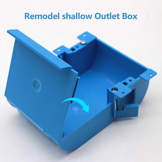Single Gang Shallow Switch & Outlet Box with Bracket,Old Work,PVC,18 Cubic Inch,Thin Wall Box with Flip Cover,Blue(3 Pack)