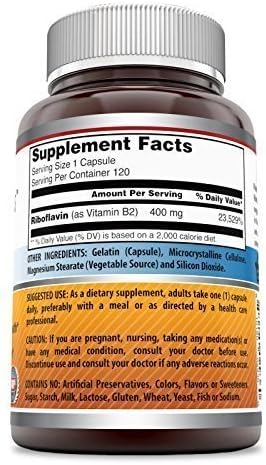 アメイジングフォーミュラズ リボフラビン 400mg 120カプセル 健康補助食品 | 非遺伝子組み換え | グルテンフリー | アメリカ製