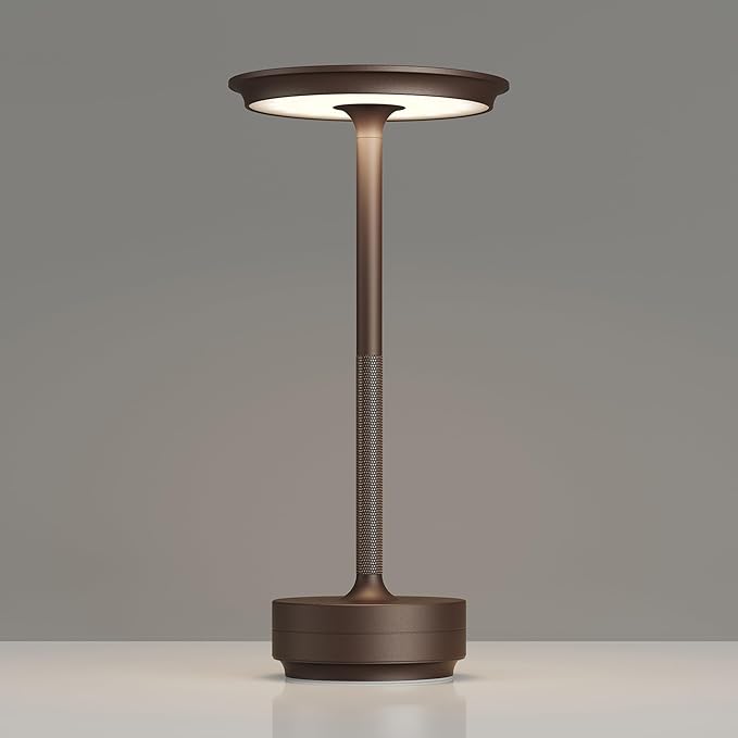 1 Pack Rechargeable Table Lamps Cordless, Portable 5000mAh Outdoor Table Light, 3 Color Stepless Dimming LED Table Lamp with Memory Function, for Home/Dinner/Patio/Restaurant.(Brown)