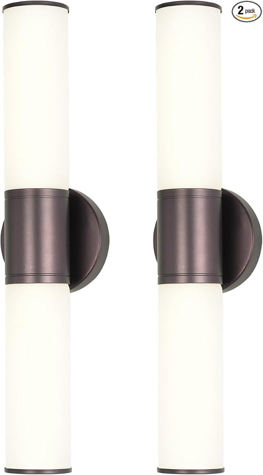 2-Light Bathroom Vanity Lighting Fixture, Oil Rubbed Bronze Wall Sconce with Opal White Glass, E26 Stocket Indoor Wall Lamp, Modern Mirror Light. 2 Pack