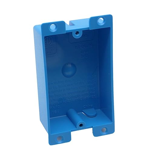 Blue Old Work Shallow Outlet Box,Non-Metallic,8 Cubic Inch Shallow Electrical Box,ETL Listed for Home Improvement,AWG Standard,Fire Rated for Two Hours(1 Pack)