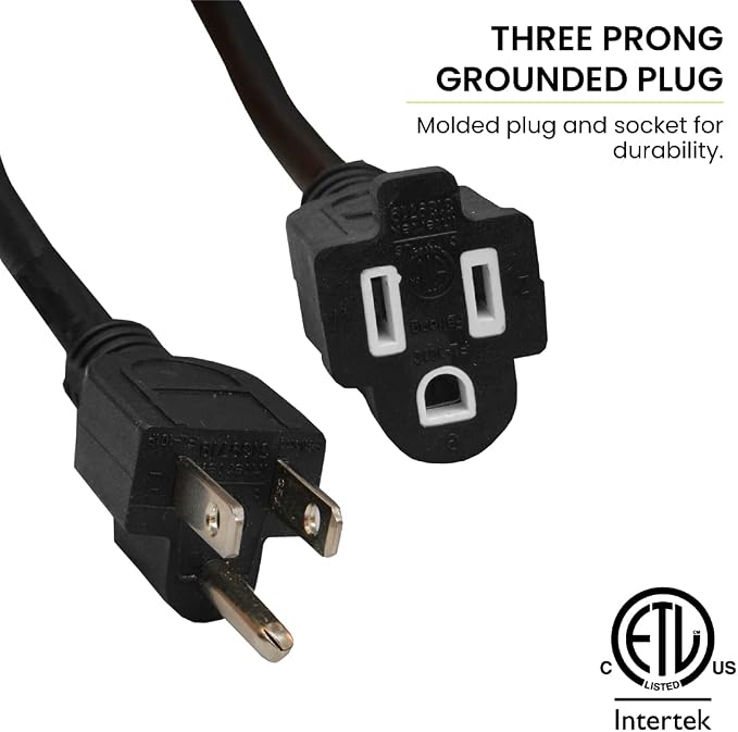 Power By GoGreen Go Green Power Inc. 16/3 50ft Black Outdoor Extension Cord - Durable, Heavy Duty, Moisture Resistant - Ideal for Tools & Equipment - GG-13750BK