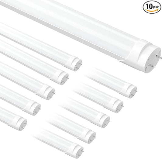 10 Pack T8 LED Bulbs 4 Foot Type A+B, 24W 3200LM 5000K Daylight, Plug and Play, F32T8 or F40T12 Fluorescent Light Bulbs 48 Inch Tube Lights Replacement, Double or Single End Powered