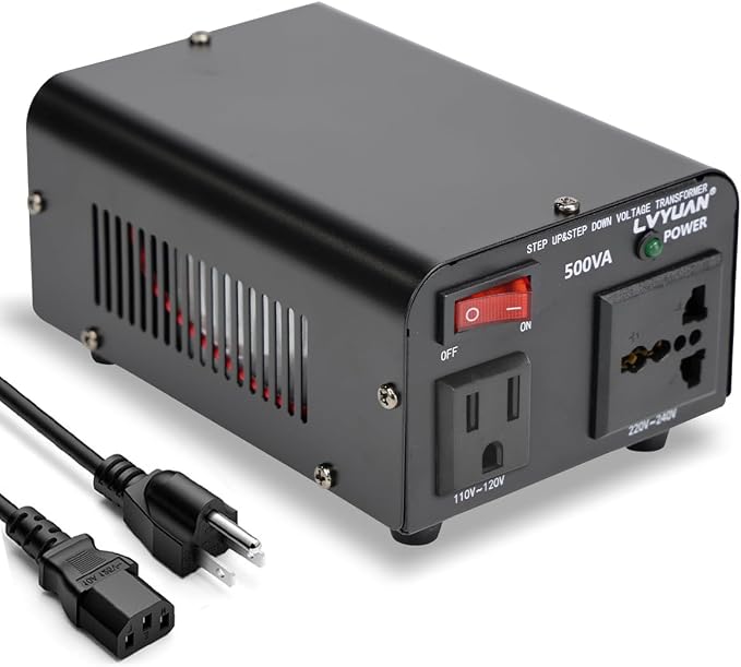 LVYUAN Voltage Transformer Converter 500 Watt Step Up/Down Convert from 110-120 Volt to 220-240 Volt and from 220-240 Volt to 110-120 Volt with US Outlet, Universal Outlet, Circuit Breaker
