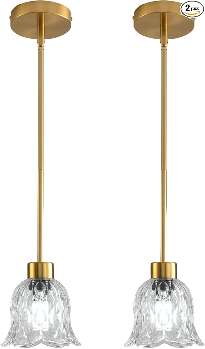 Pendant Lamp with Glass Shade, Modern Antique Brass Pendant Lights,Hanging Light Vintage Glass Shade, Island Light Pendant Light Fixture for Bedroom Living Room Kitchen