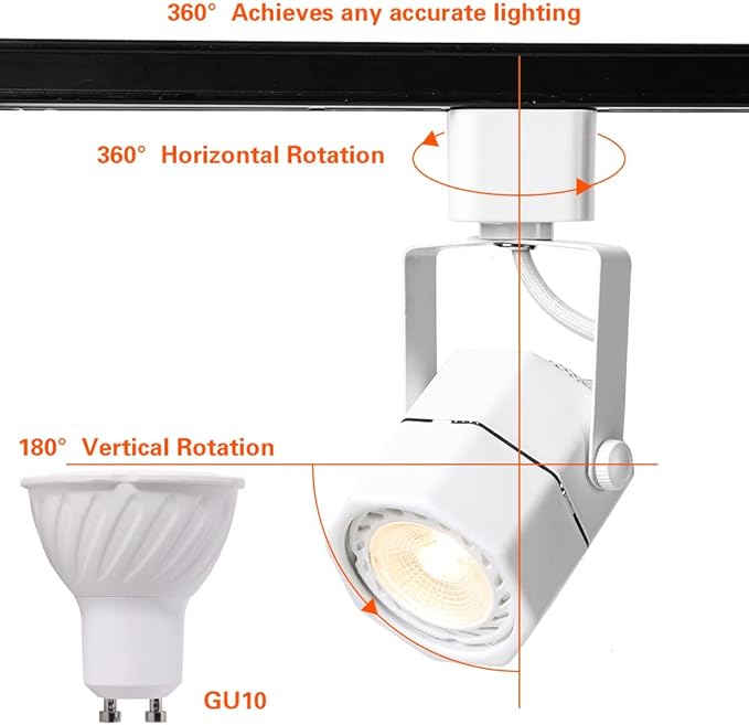 White Track Lighting Heads,10W LED Halo Type Track Light Rail Dimmable Ceiling Track Spotlight for Accent Task Wall Art Accent Lighting 24° (3000K Warm White 6 Pack) (White 8W)