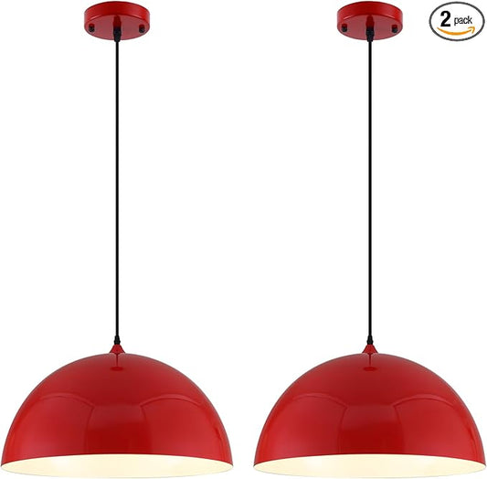 Red Large Pendant Light 2 Packs,19.7inches, Kitchen Pendant Lights, Oversized Island Pendant Lights, Farmhouse Pendant Light, Pendant Light for Bedroom, Kitchen Island