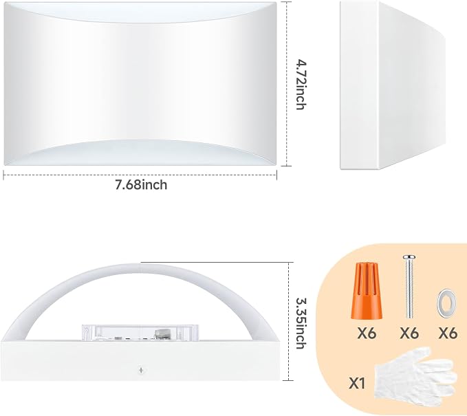 MATAMEYE Modern LED Wall Sconce Set of 2, White Indoor Wall Lighting Fixture with 3 Colors Temperatures, 10W Up/Down Hardwired Wall Mount Lamp for Bedroom Living Room Hallway