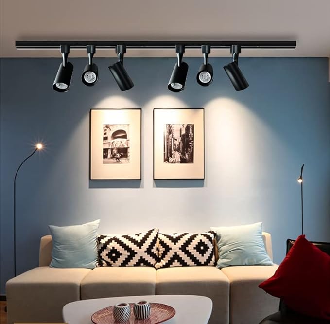 3 Colour LED Track Lighting Heads 6 Pack 12W Dimmable Compatible with Single Circuit H Type Rail Ceiling Spotlight for Accent Task Wall Art Exhibition Lighting 90 CRI 24° White